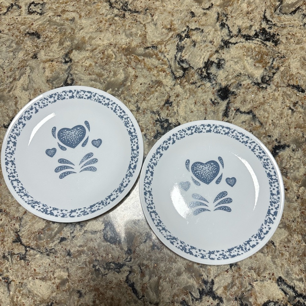 Corelle Blue Heart Pattern Plates